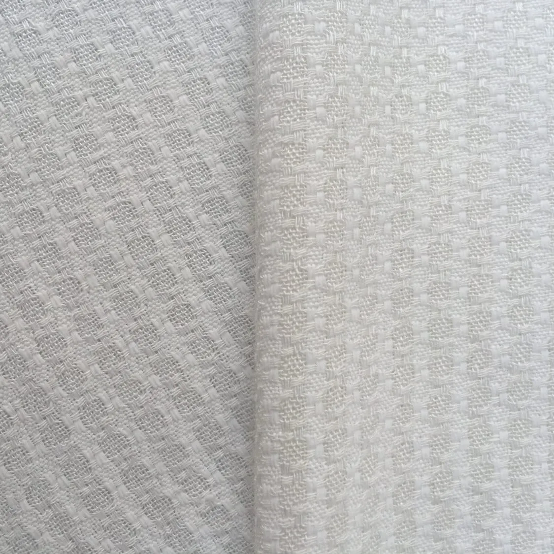 58" PFD 100% Lyocell Tencel Jacquard Checkered Design Medium Weight Off-White Woven Fabric By the Yard