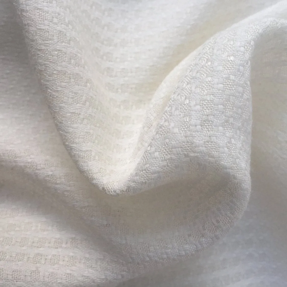 58" PFD 100% Lyocell Tencel Jacquard Checkered Design Medium Weight Off-White Woven Fabric By the Yard
