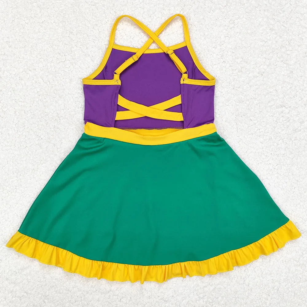 Baby Girls Clothes Purple Mardi Gras Athletic Active Wear Knee Length Dresses GSD1431