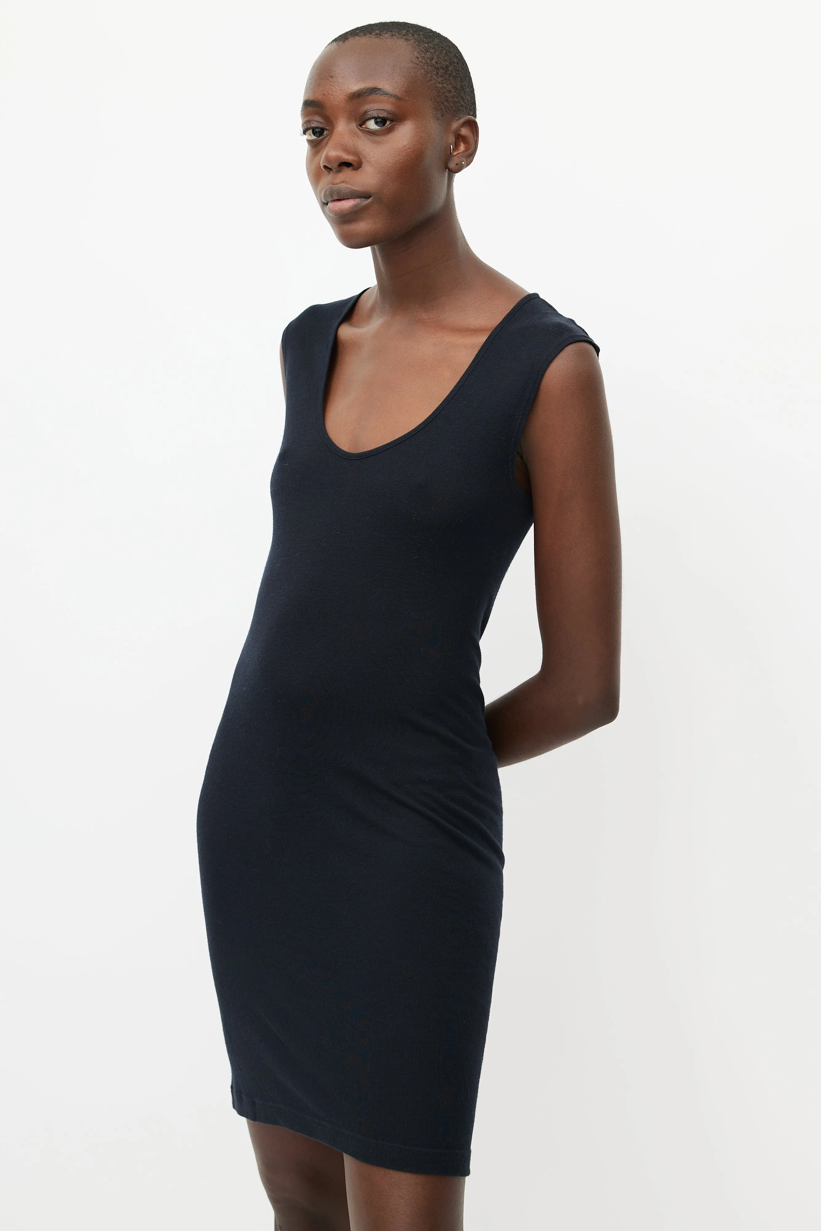 Black Ribbed Tank Dress