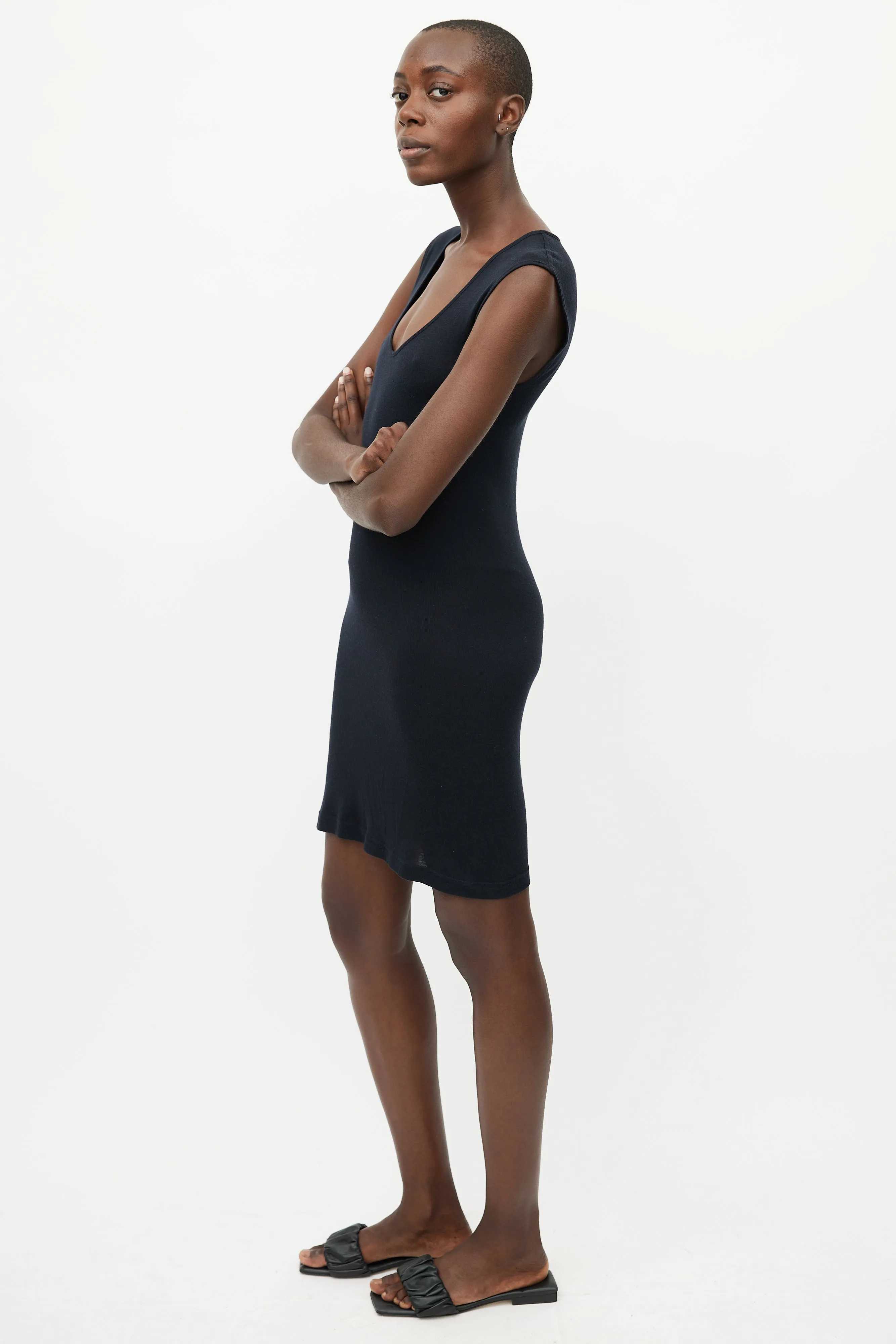 Black Ribbed Tank Dress