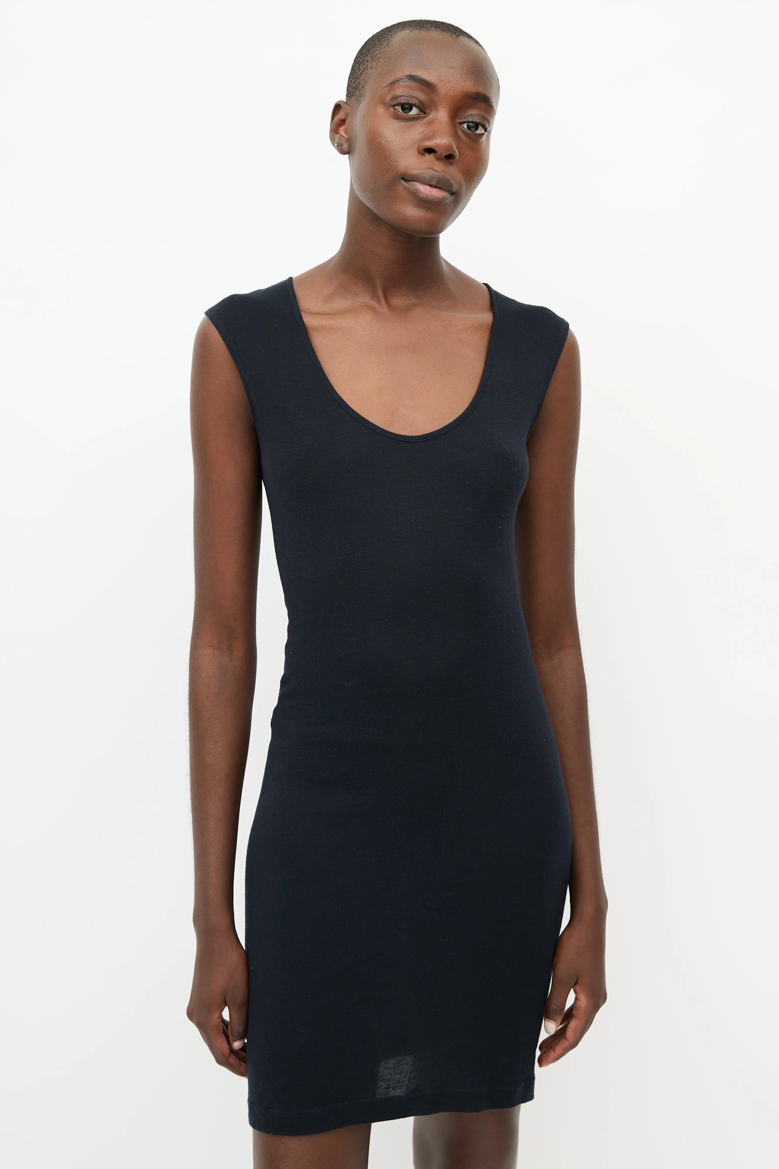 Black Ribbed Tank Dress