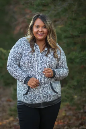 Curvy Leopard Zip Up Hoodie