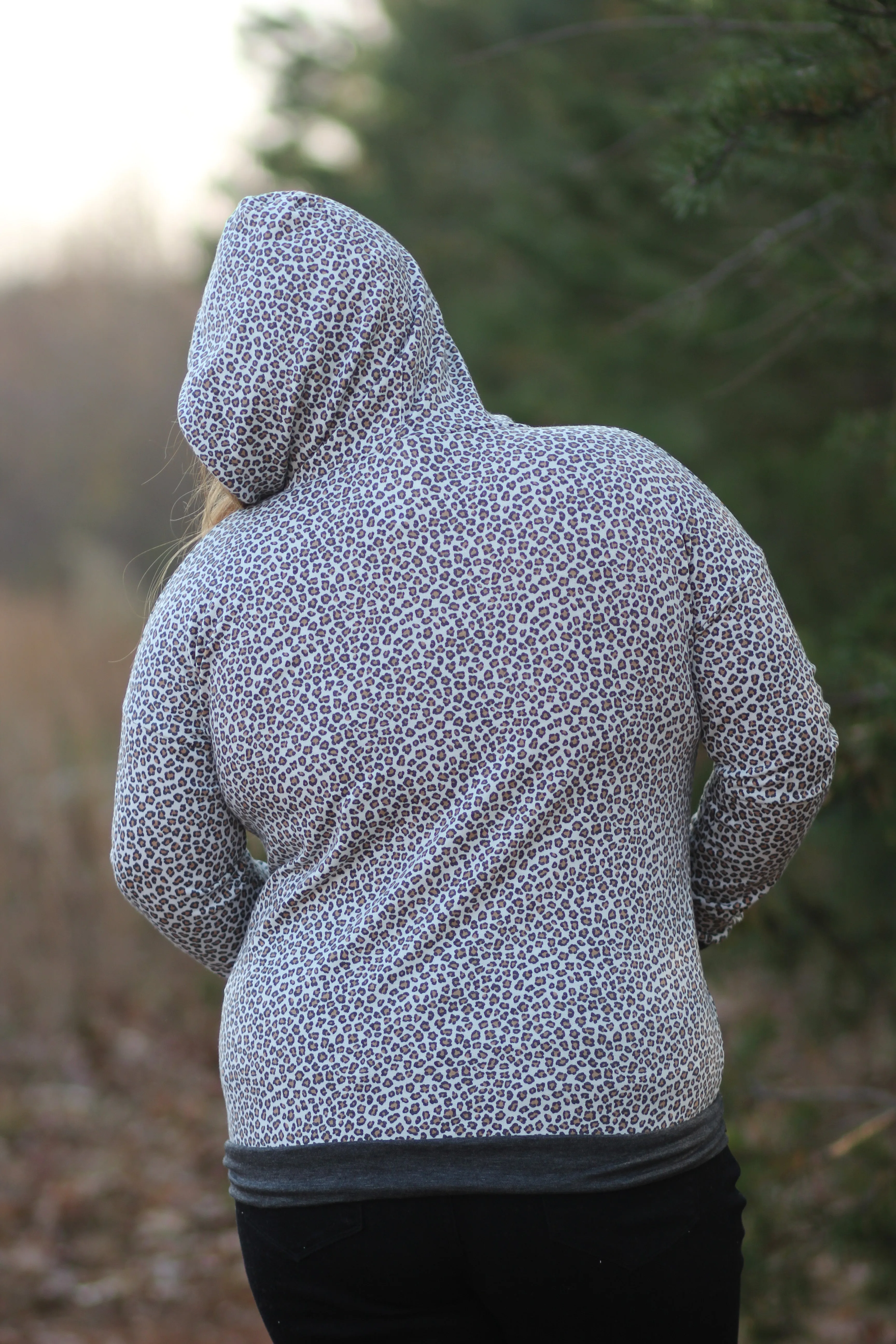 Curvy Leopard Zip Up Hoodie