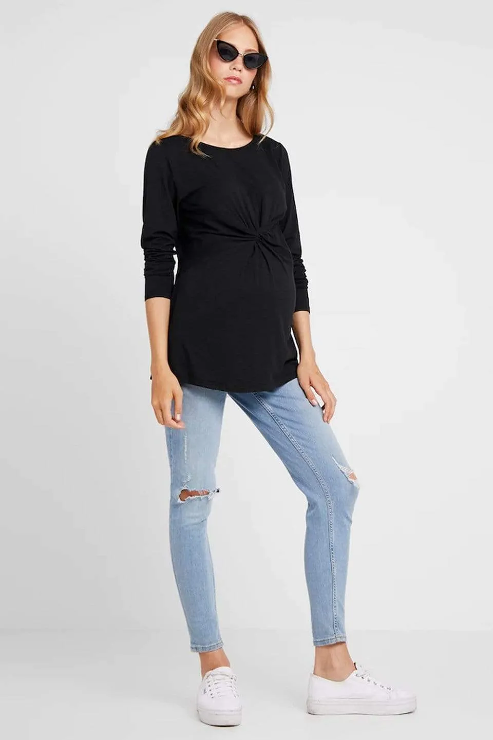 Darby Bamboo Cotton Long Sleeve Nursing Top Black