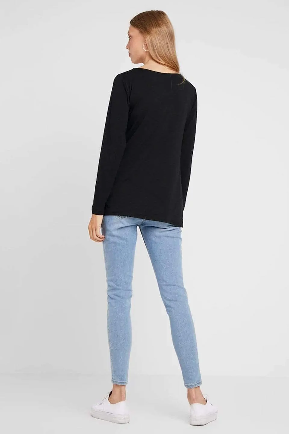 Darby Bamboo Cotton Long Sleeve Nursing Top Black