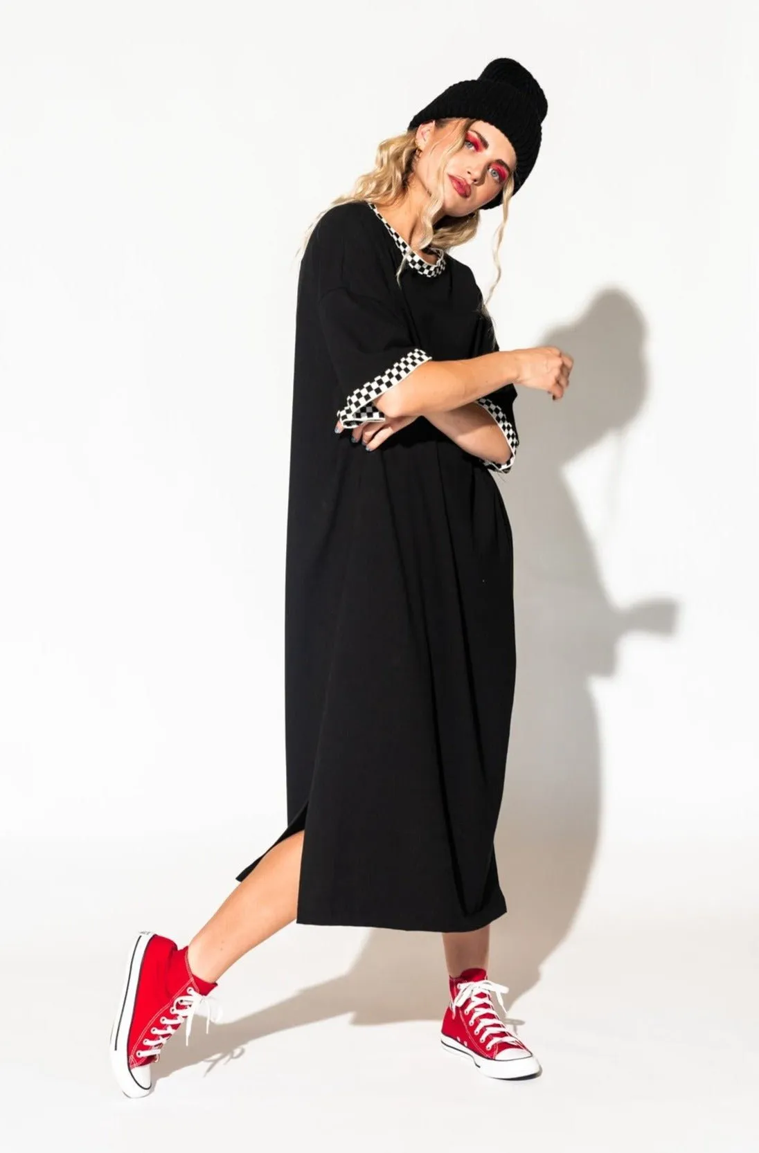 Frankie Dress in Black   Checkerboard *RESTOCKED*