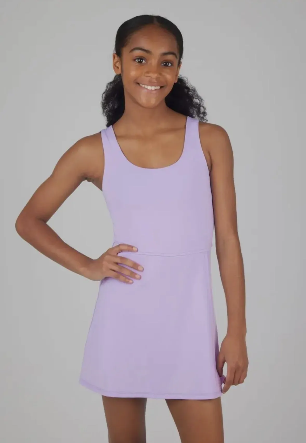 Girls Athletic Tennis Dress with Inner Shorts