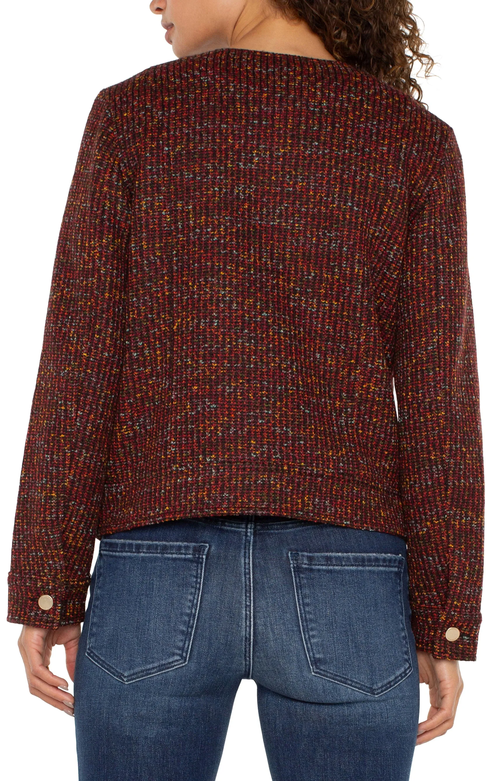 Liverpool Collarless Zip Up Jacket (Bordeaux Multi)