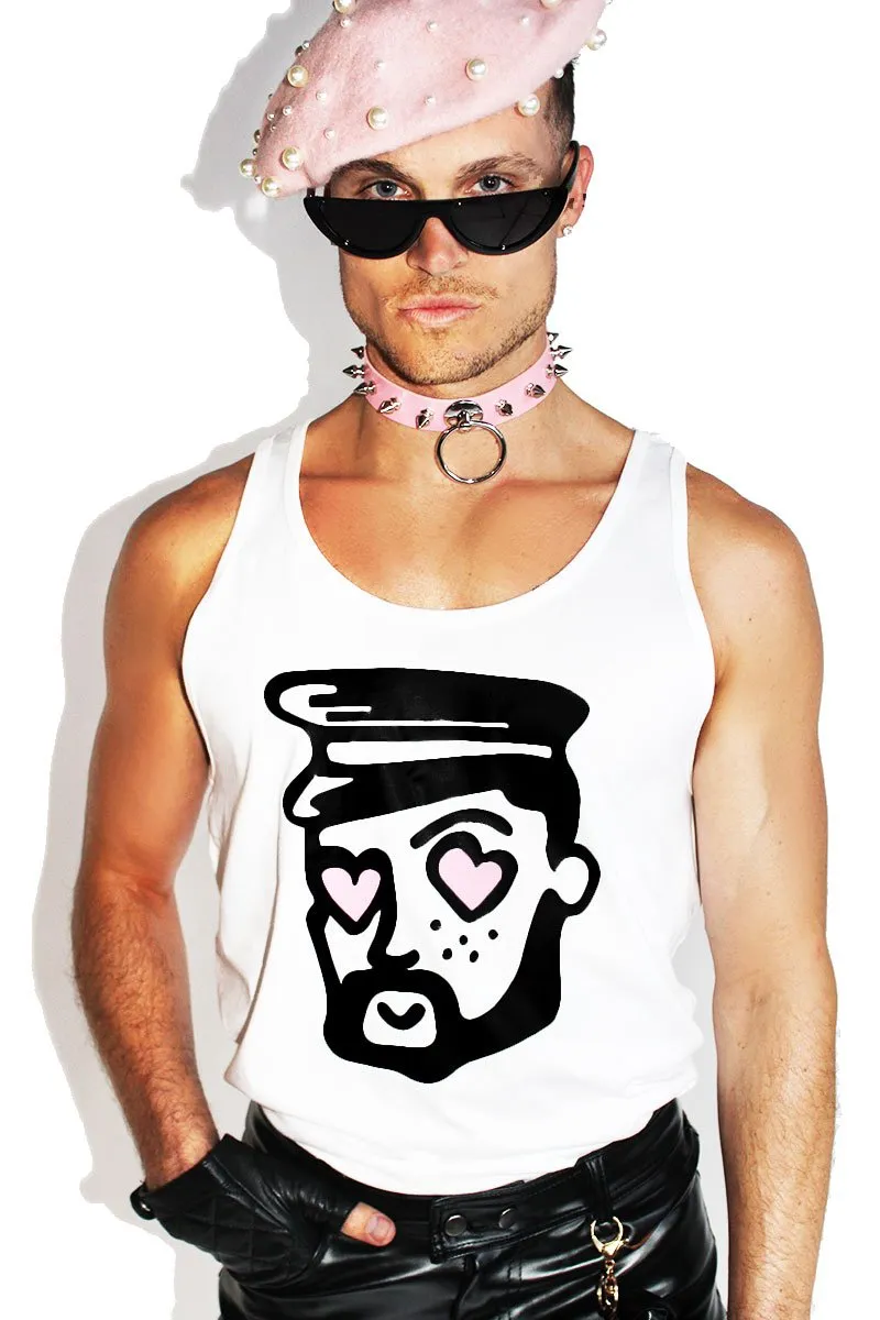 Man In Love Racerback Tank-White