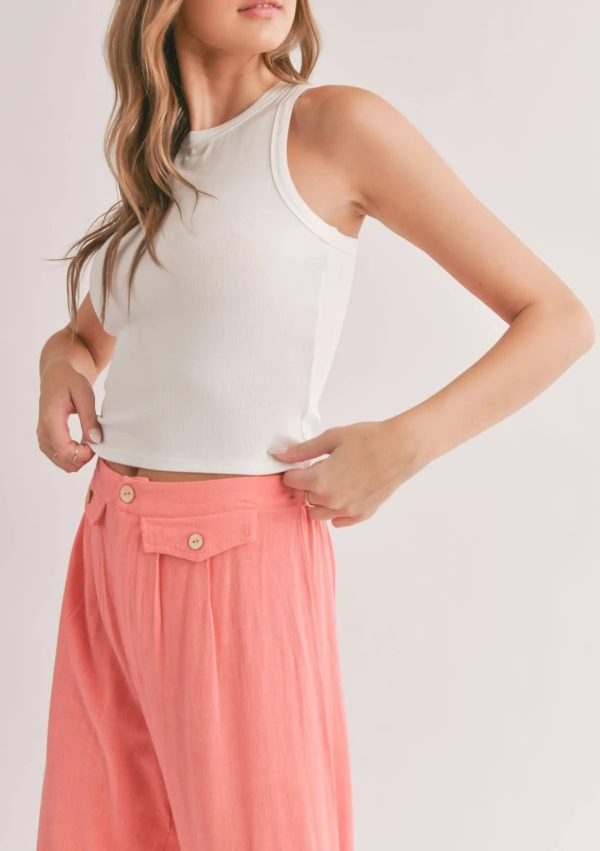 Marshmallow Racerback Crop Tank - White