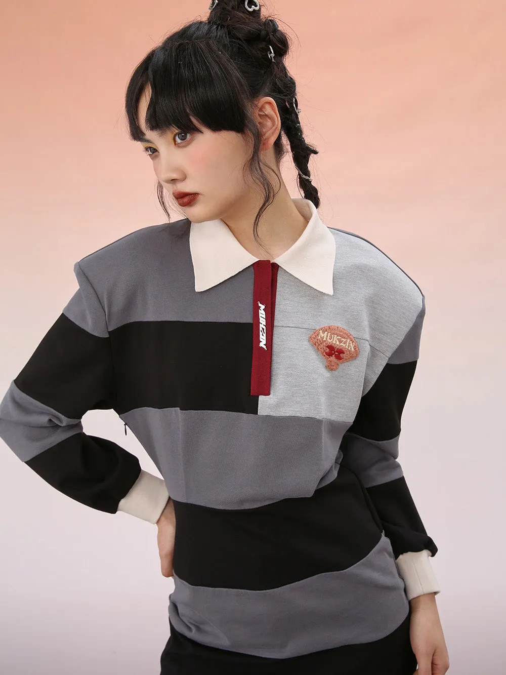MUKZIN Black Striped Loose Fit Athletic Dress
