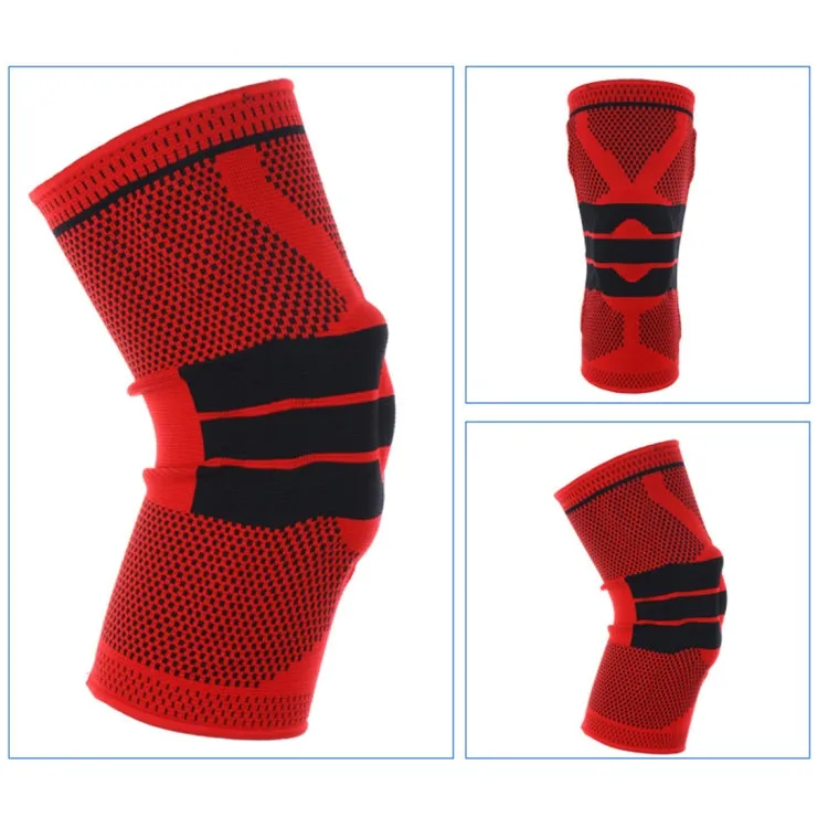 Outdoor Fitness Mountaineering Knit Protection Silicone Anti - collision Spring Support Sports Knee Protector, Size: XL (Red)