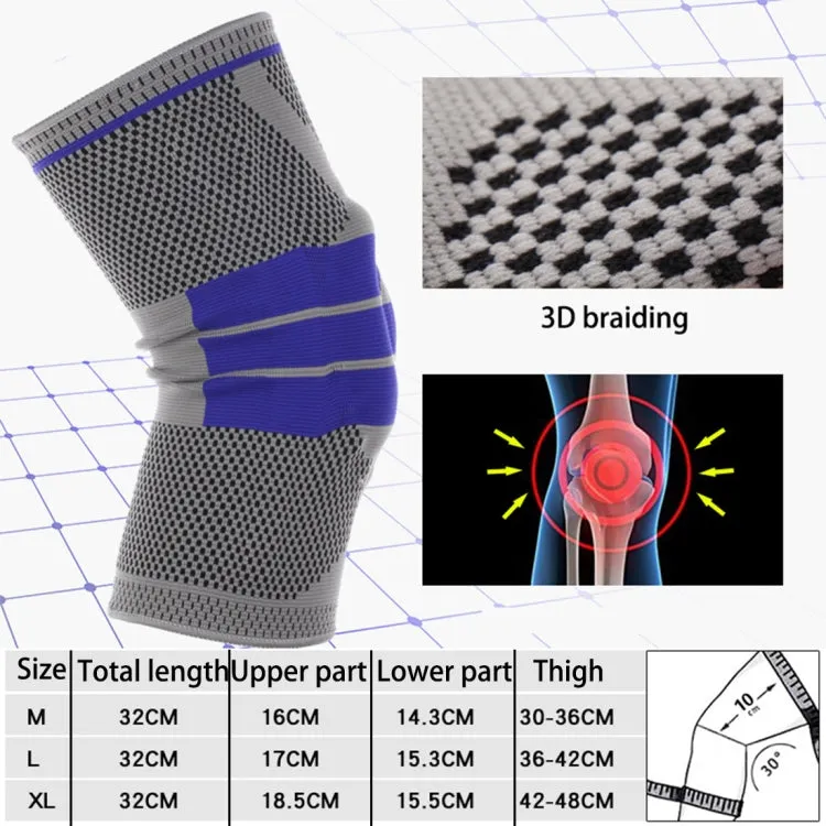 Outdoor Fitness Mountaineering Knit Protection Silicone Anti - collision Spring Support Sports Knee Protector, Size: XL (Red)