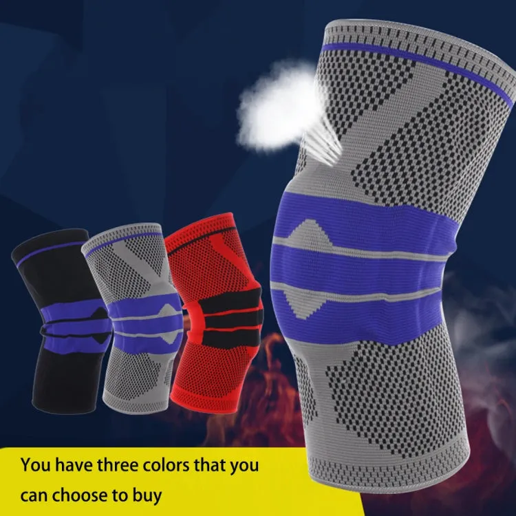 Outdoor Fitness Mountaineering Knit Protection Silicone Anti - collision Spring Support Sports Knee Protector, Size: XL (Red)