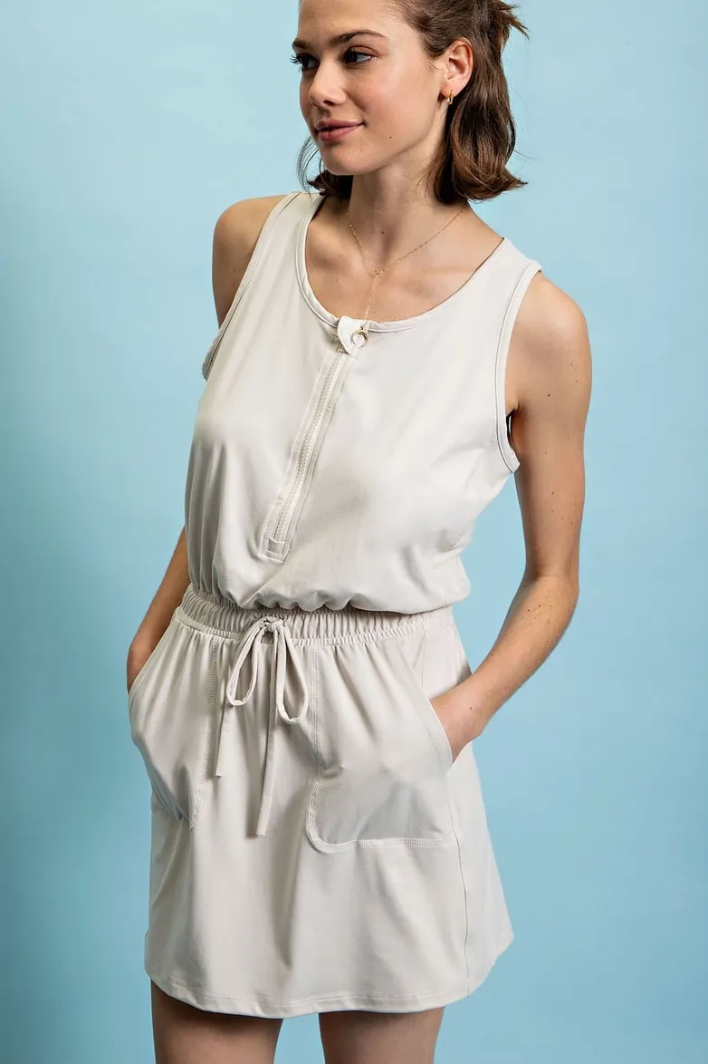 Pearl Half Zip Sleeveless Athletic Dress