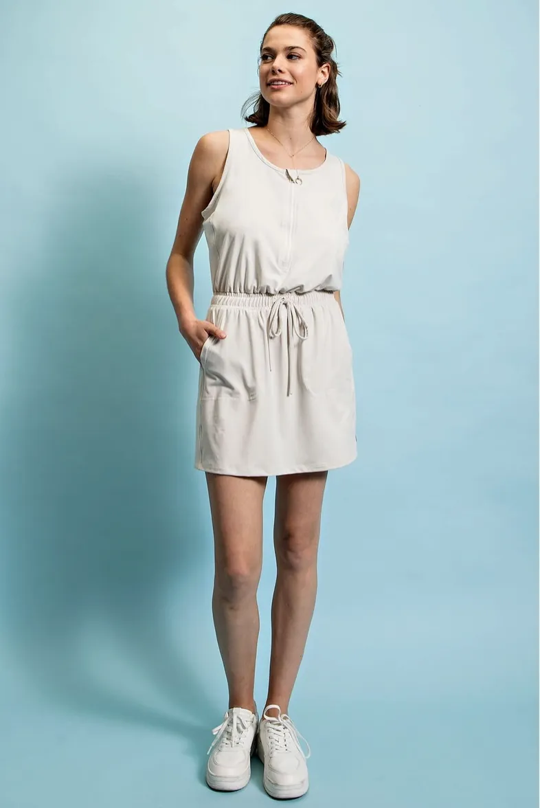 Pearl Half Zip Sleeveless Athletic Dress