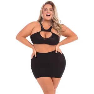 Pink Lipstick - Be Seen 2 Pieces Skirt Set Costume Queen (Black)