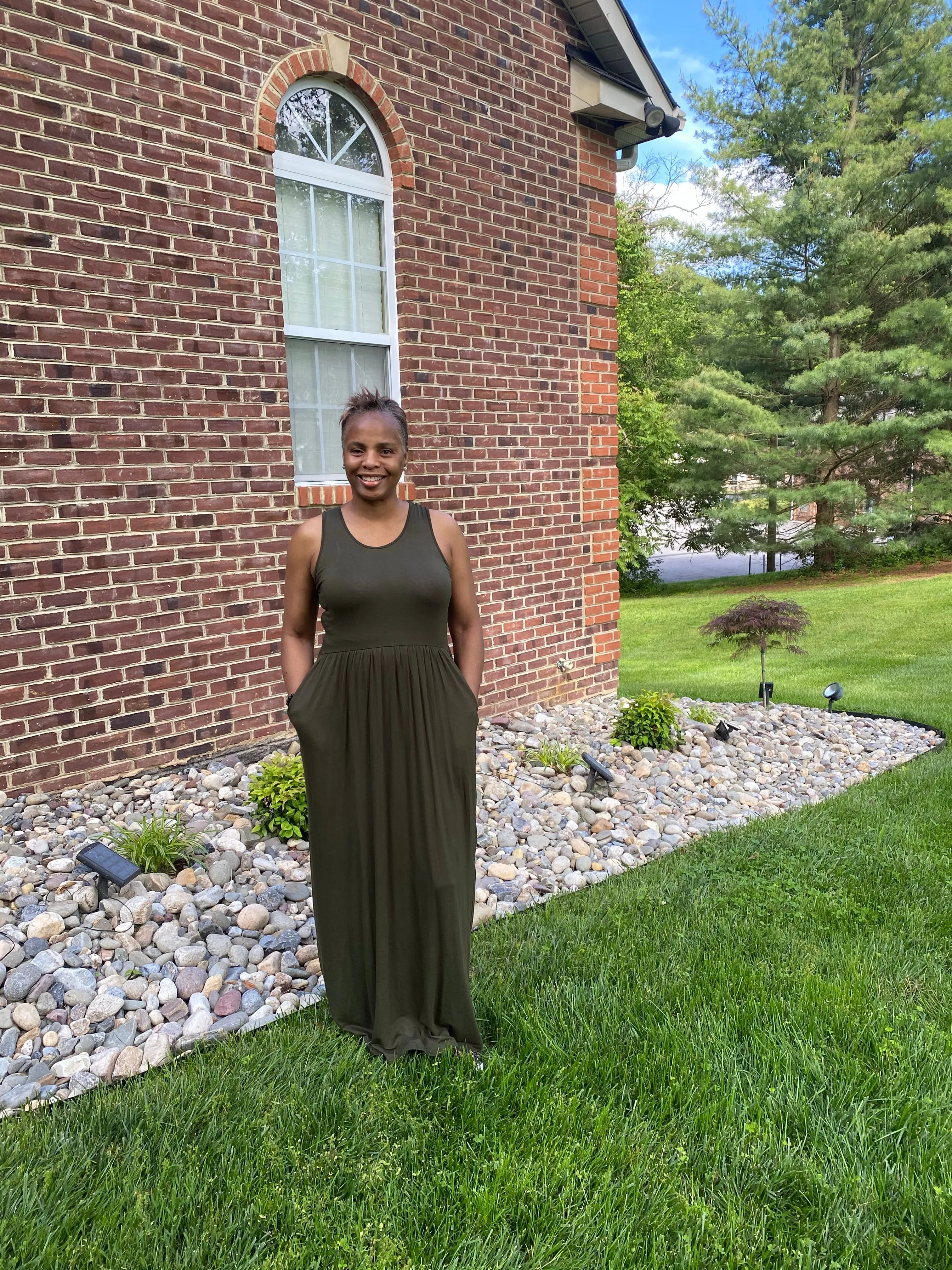 Pleated Waist Tank Maxi Dress