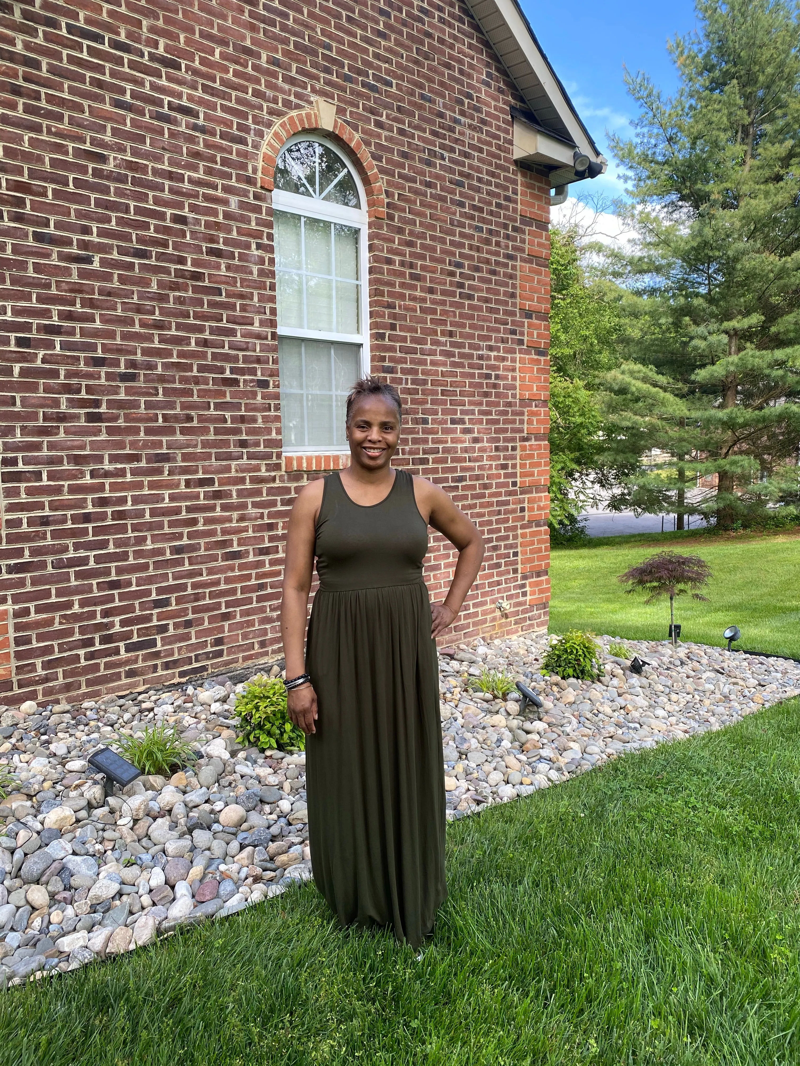 Pleated Waist Tank Maxi Dress