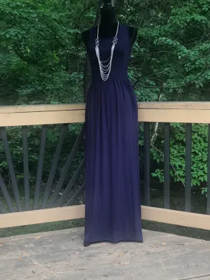 Pleated Waist Tank Maxi Dress