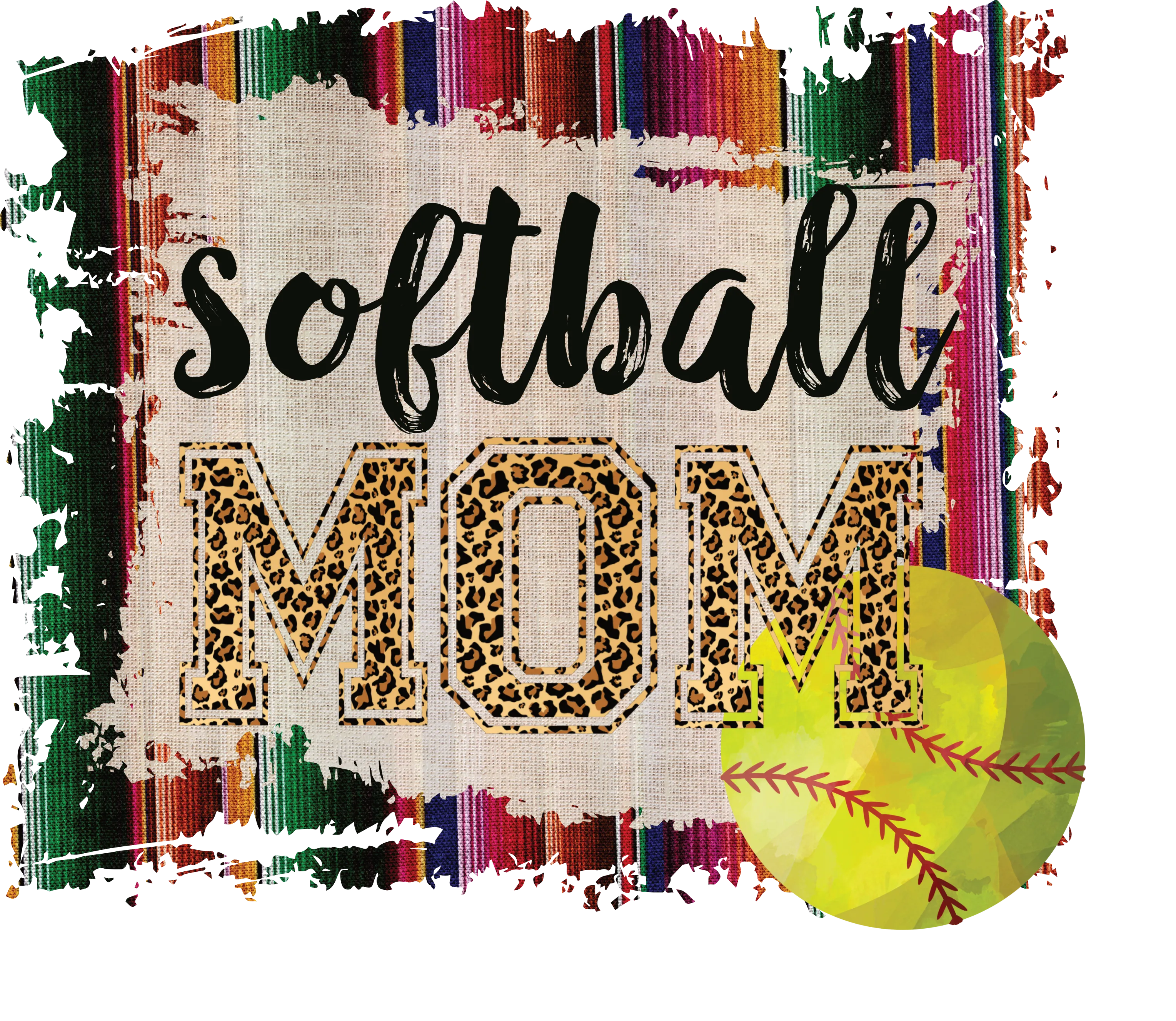 SOFTBALL LEOPARD  MOM STRIPE BOARDER SUBLIMATED SS TEE